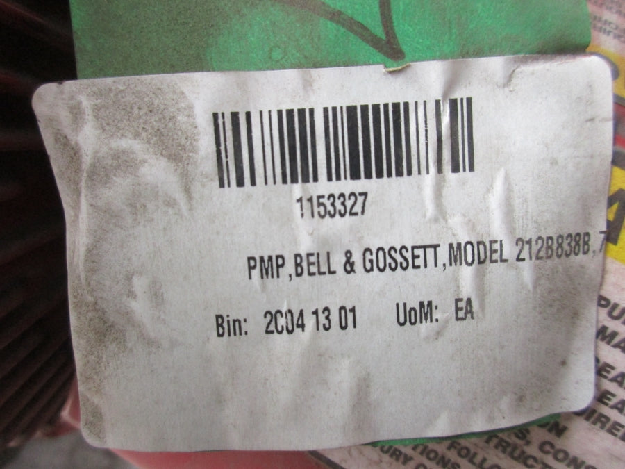 BELL & GOSSETT 212B838B 65ft FLOW RATING208-230/460V 20.60-19.20/9.60A 1510BF9.5 NSNP