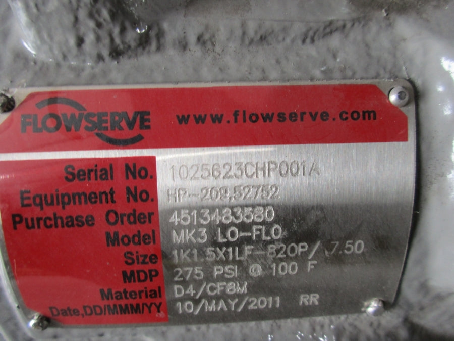 FLOWSERVE MK3LO-FLO HP-209.52752 275PSI 1K1.5X1LF-820P/7.50 NSNP