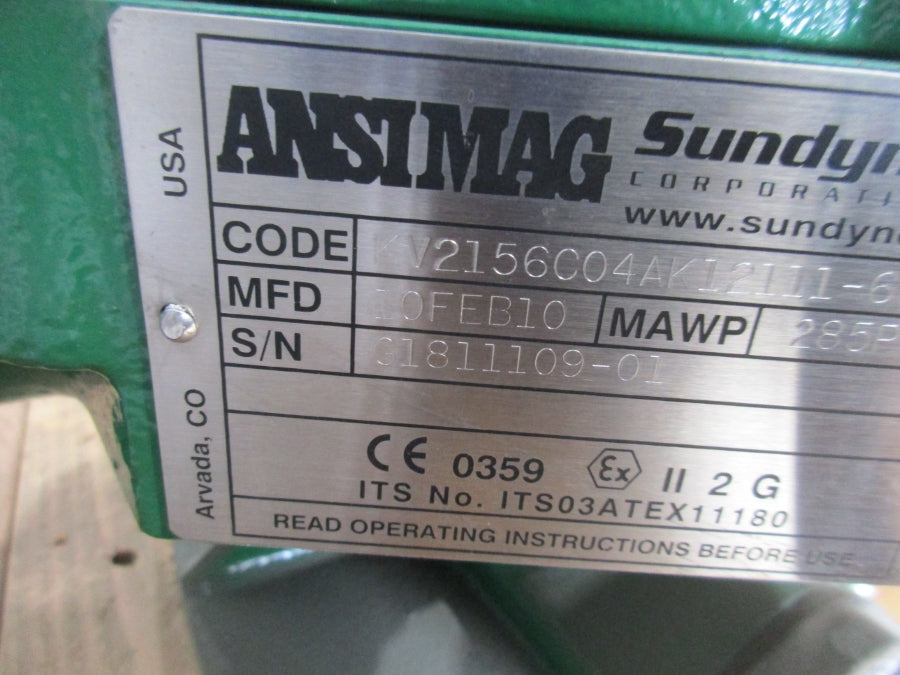SUNDYNE KV2156C04AK12111-6.275 285PSI NSNP