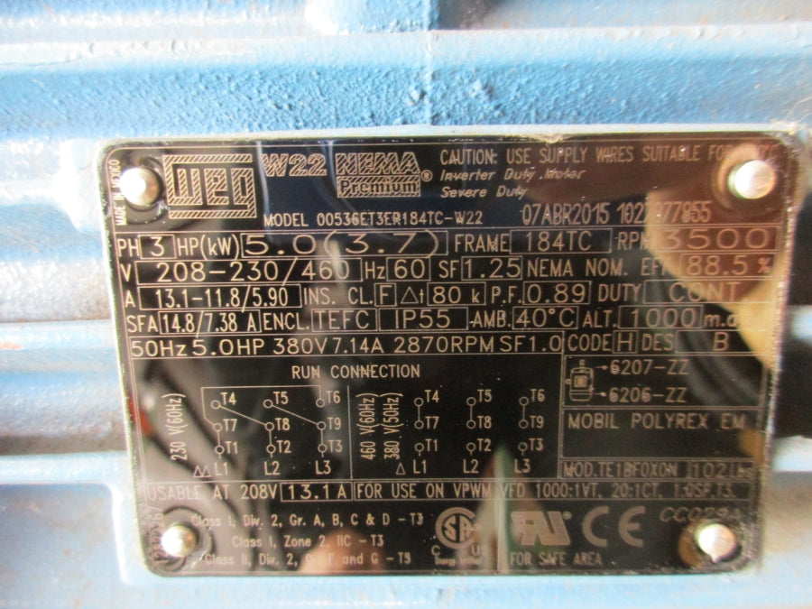 GOULDS PUMPS 40665 CLASS MMPUMZZ 3171 208-230/460V 13.1-11.8/5.90A 225PSI 1X1.5-6 NSNP