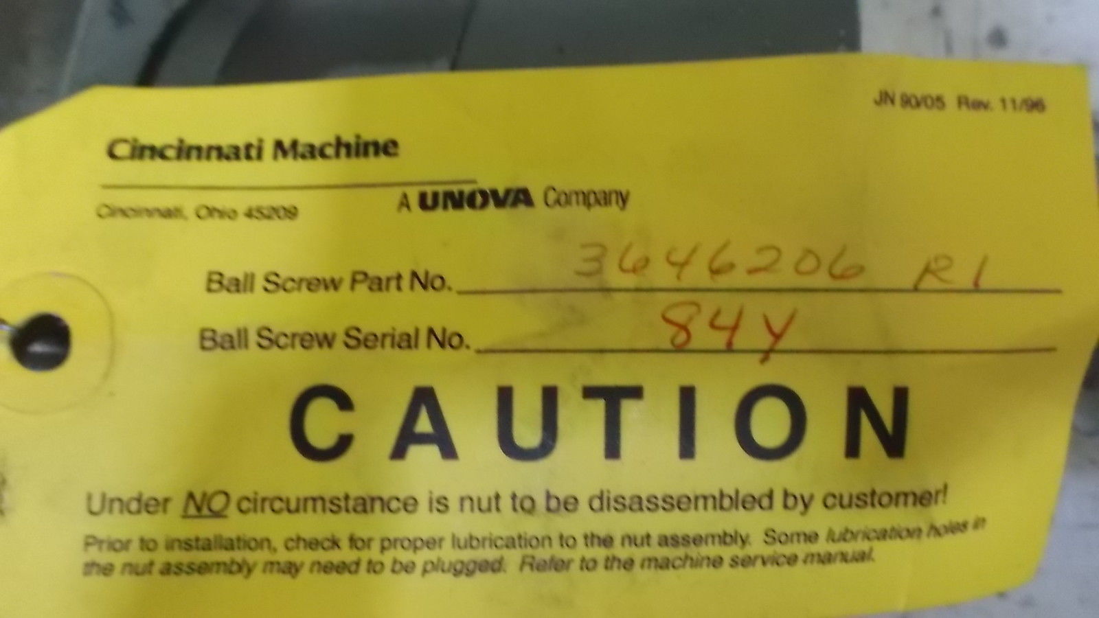CINCINNATI MACHINE 3646206 UNMP