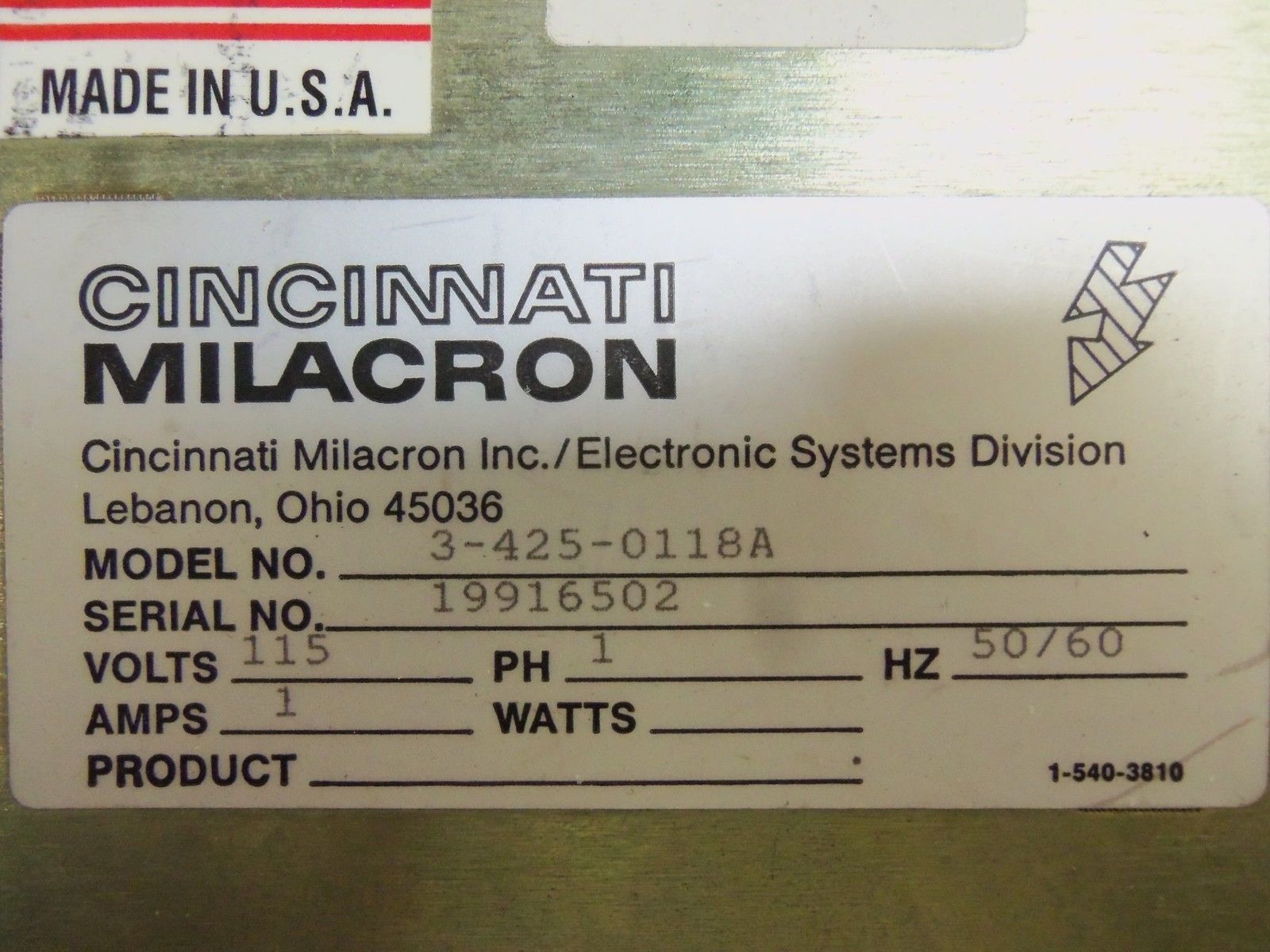 CINCINNATI MILACRON 3-425-0118A READER ASSEMBLY UNMP