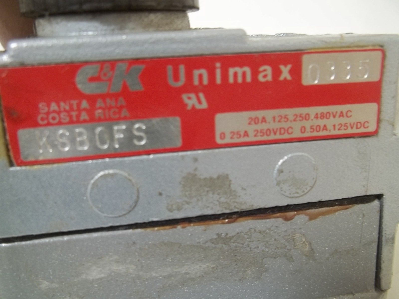 C & K KSB0FS LIMIT SWITCH UNMP