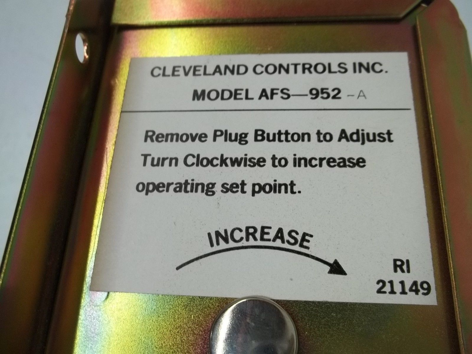 CLEVELAND CONTROLS INC, AFS-952-A PRESSURE CONTROL  NSNP