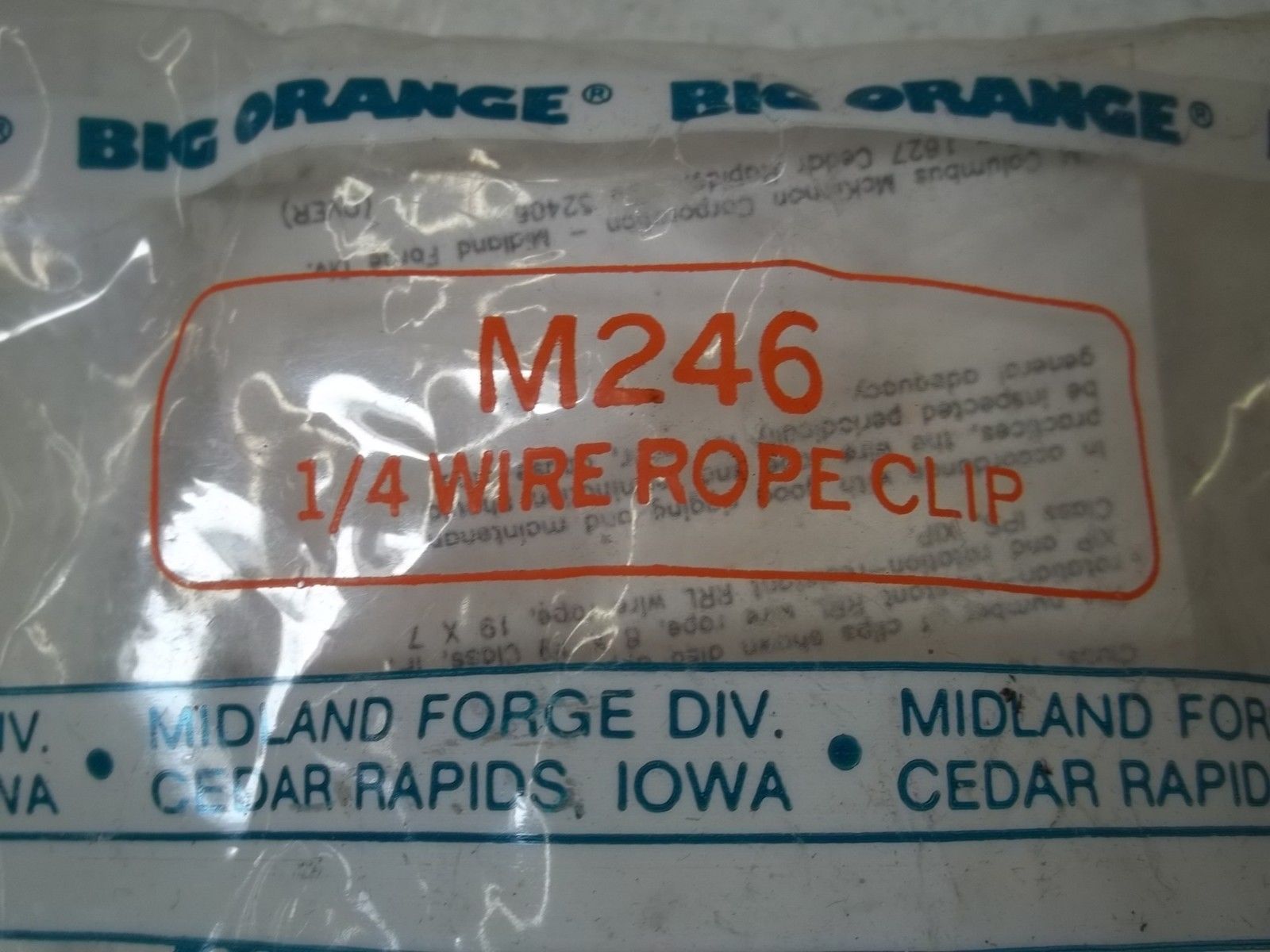 CM M246 1/4 WIRE ROPE CLIP NSNP IN  A FACTORY BAG