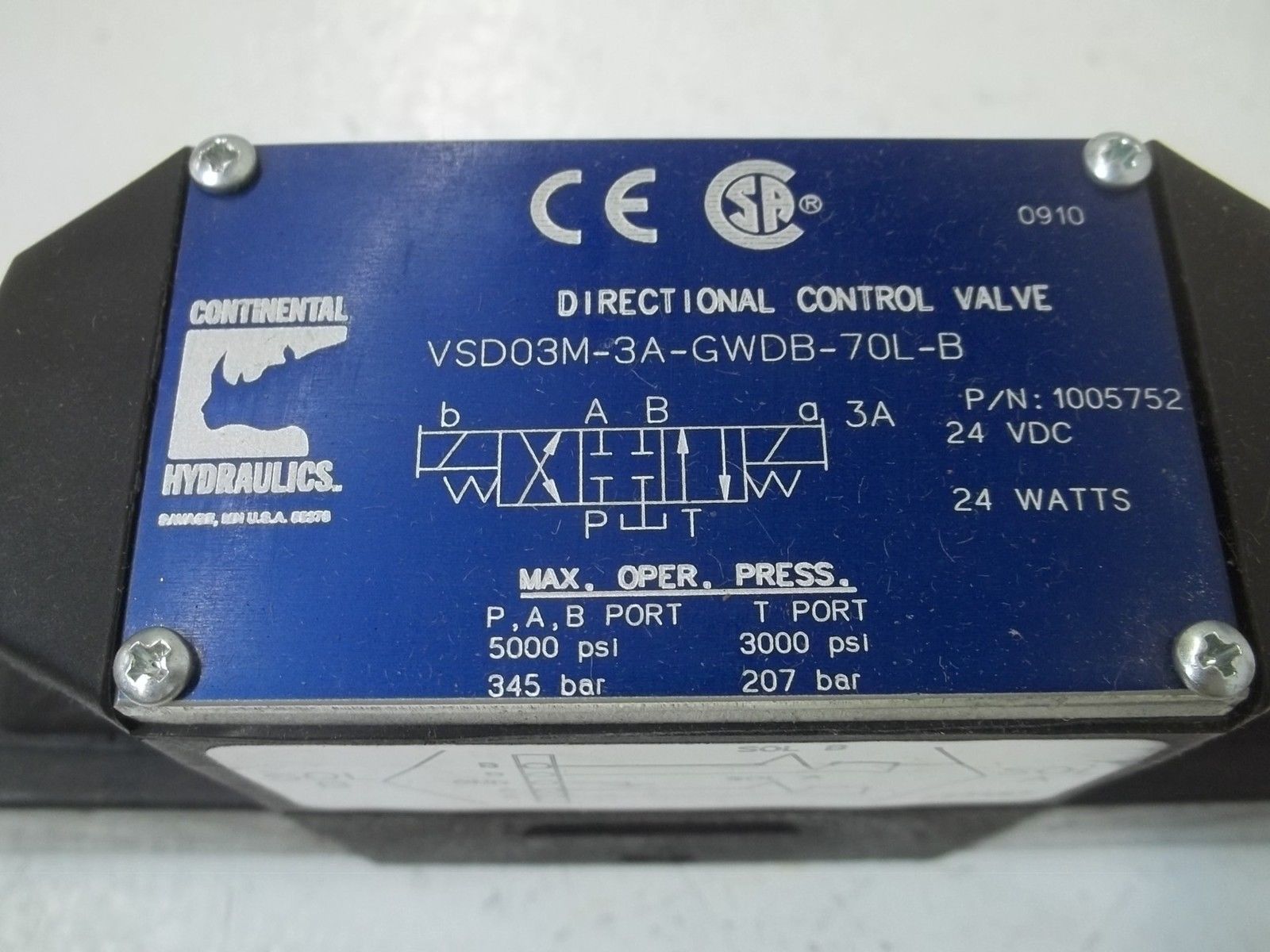 CONTINENTAL HYDRAULICS  VSD03M-3A-GWDB-70L-B  CONTROL VALVENSMP