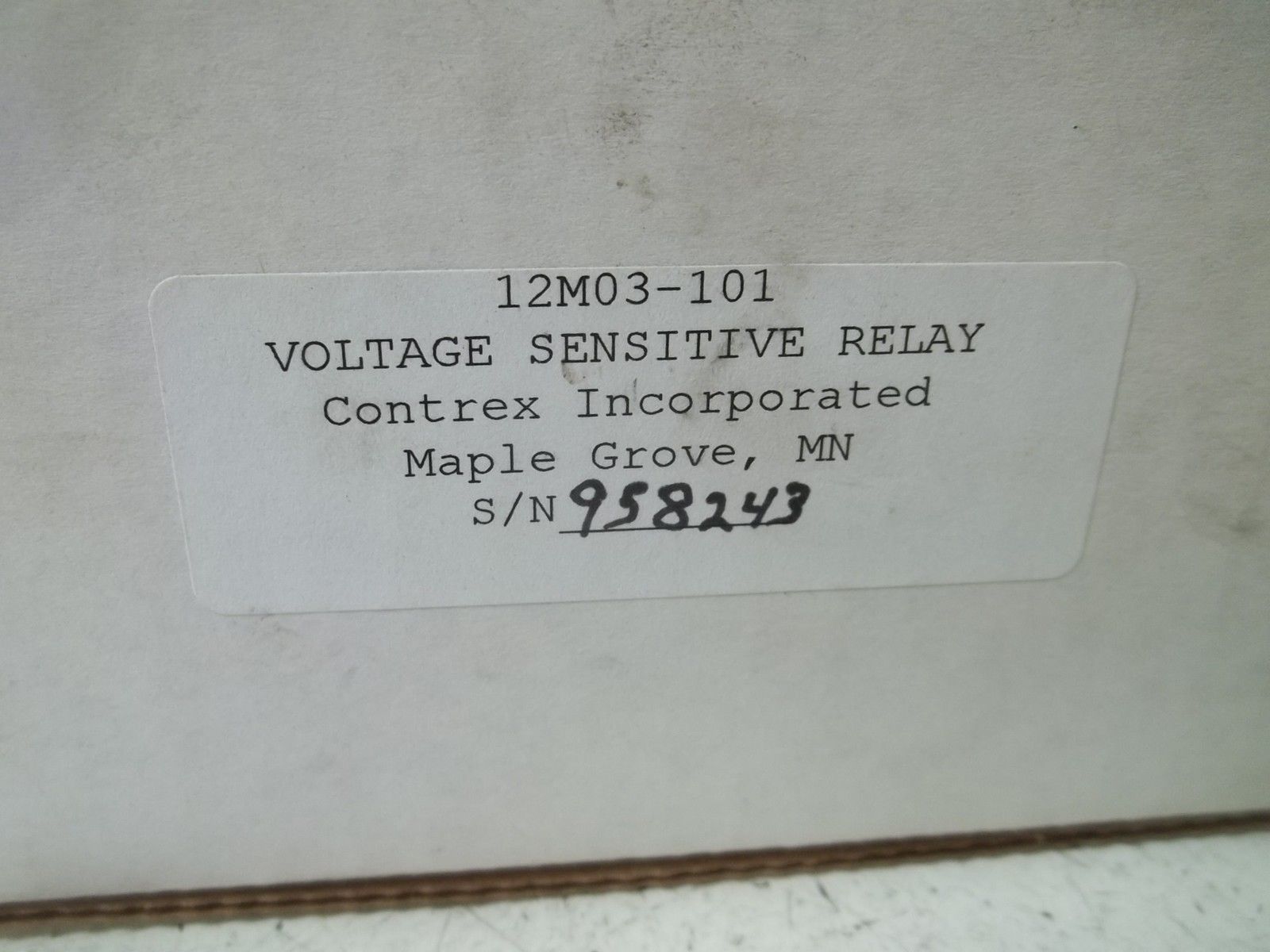 CONTREX INCOPR. 12M03-101 VOLTAGE SENSITIVE RELAY NSMP