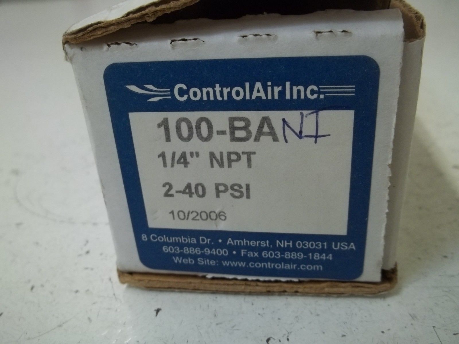 CONTROL AIR INC. 100-BANI 1/4" NPT REGULATOR 2-40 PSI NSMP