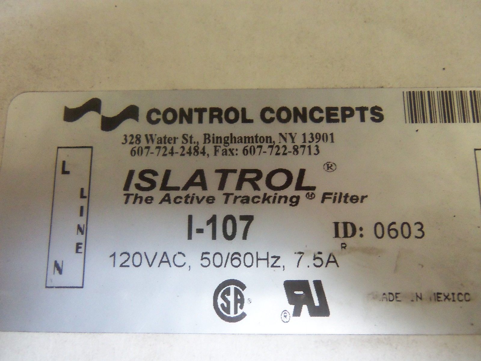 CONTROL CONCEPTS I-107 *NEW IN BOX*