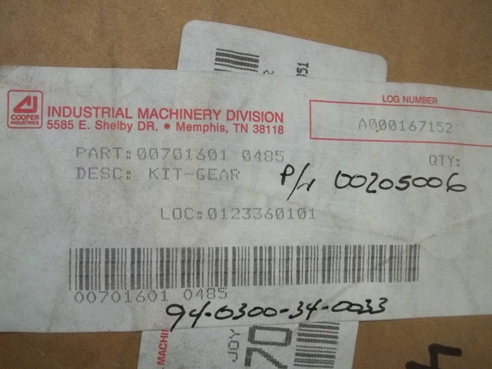 COOPER 00701601 0485 KIT-GEAR NSMP