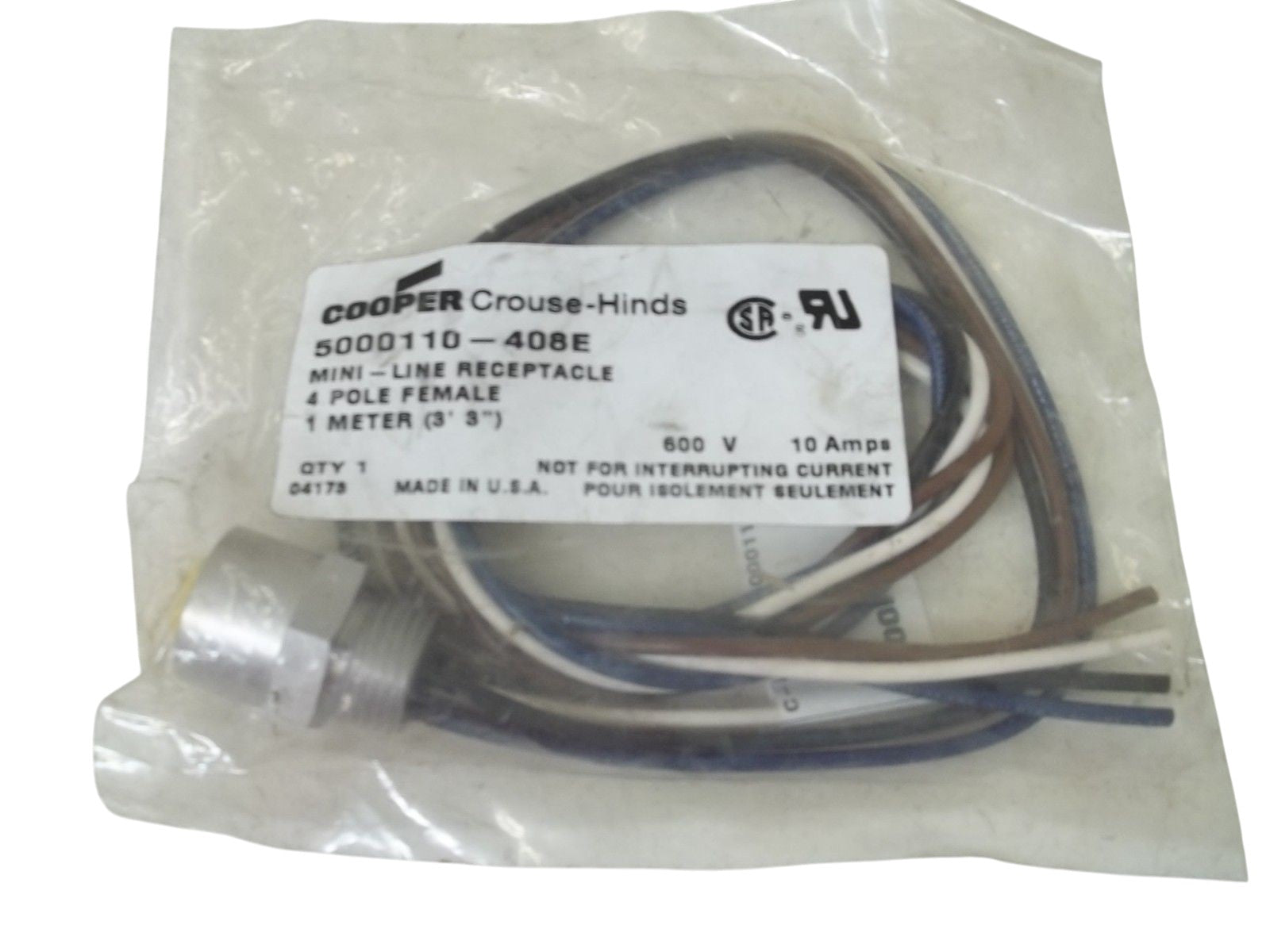 COOPER 5000110-408E MINI-LINE RECEPTACLE 4-P FEMALE 1 METER NSMP
