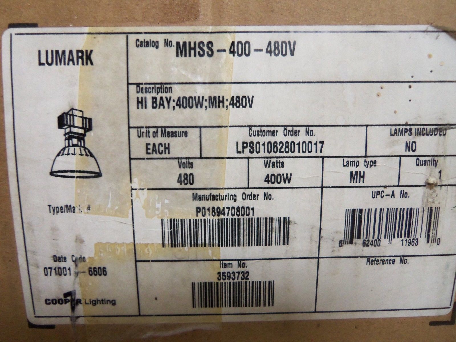 COOPER MHSS-400-480V BALLAST NSMP