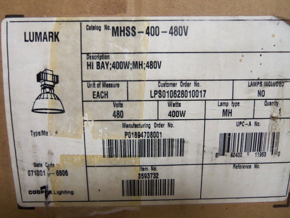 COOPER MHSS-400-480V BALLAST *NEW IN BOX*