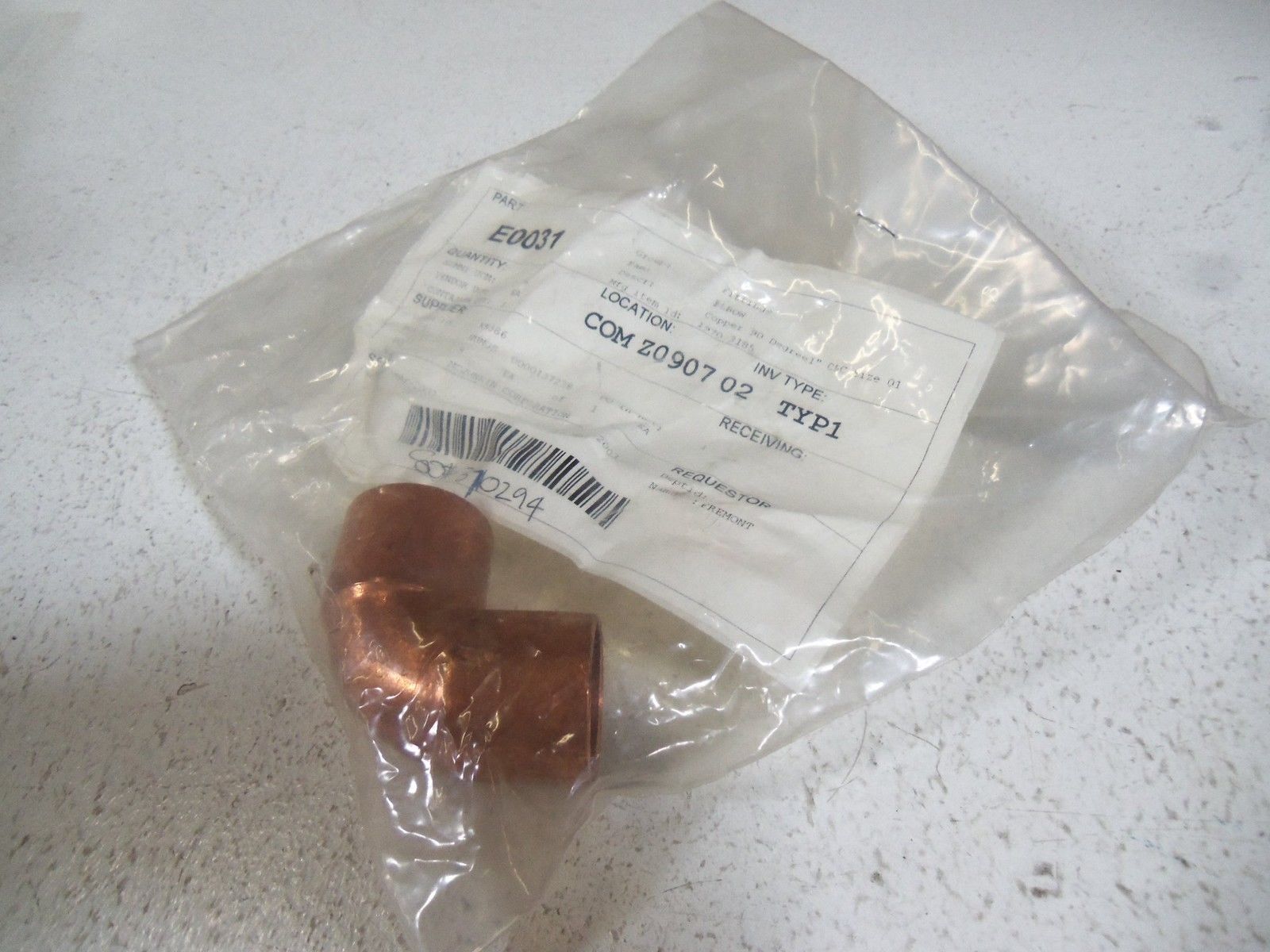 COPPER 90 DEGREE 1" ELBOW FITTING 1970-3185 NSNP