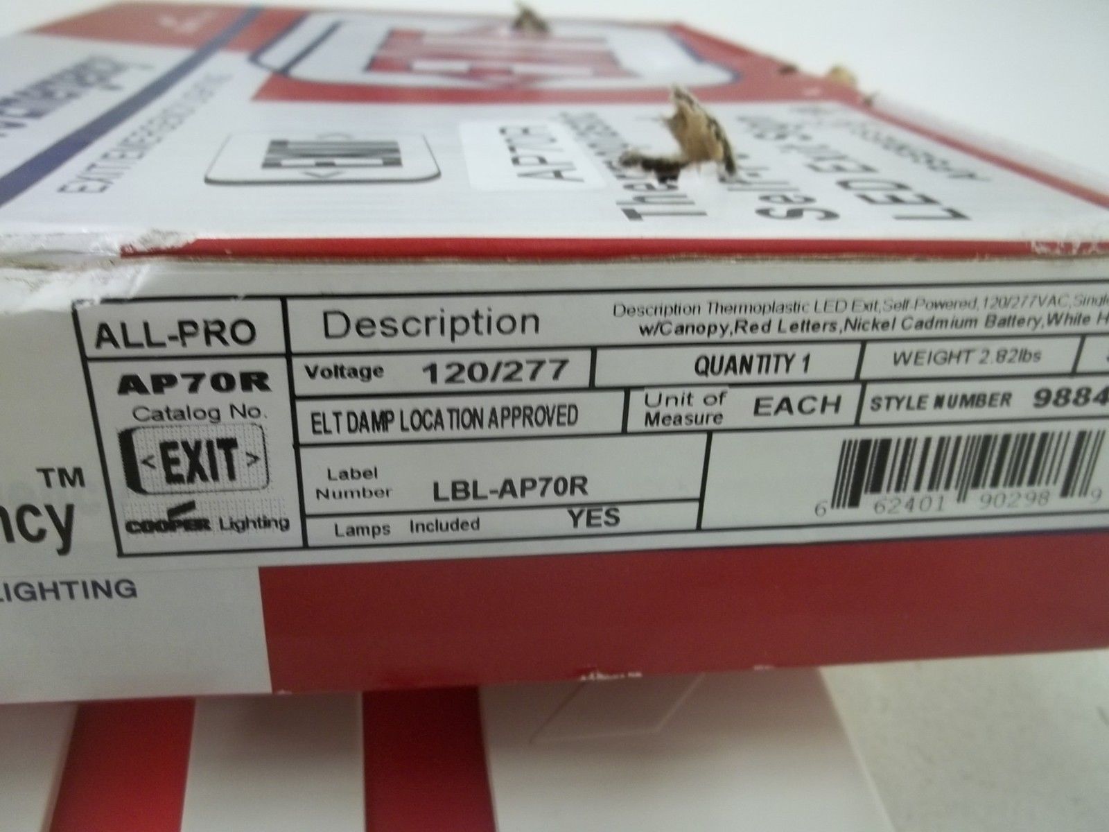 COPPER AP70R EXIT SIGN 120/277V *NEW IN BOX*