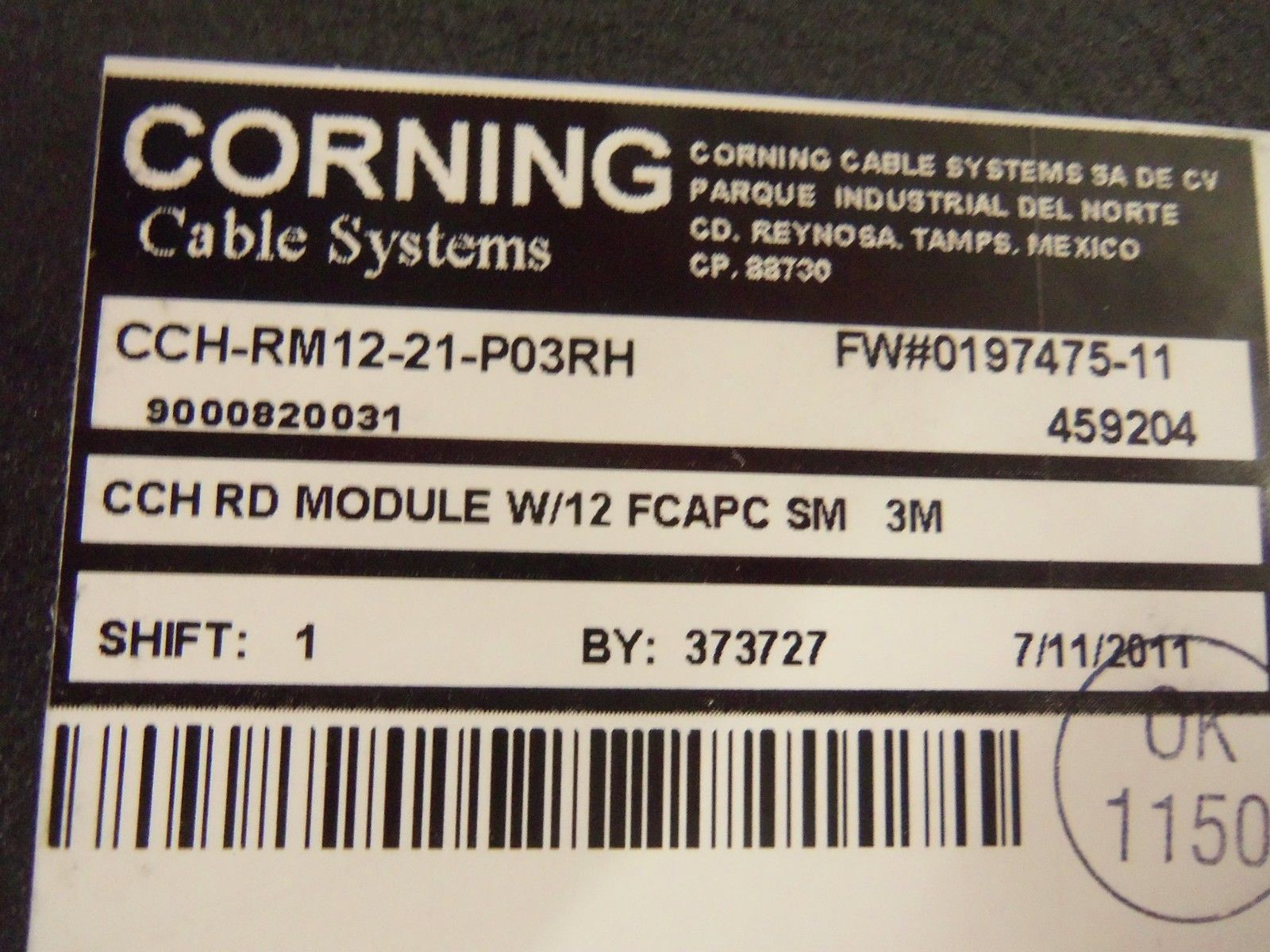 CORNING CCH-RM12-21-P03RH CONNECTOR HOUSING NSMP