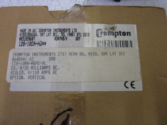 CROMPTON 128-10RA-HGPK-VL 0-100 A-C AMPERES *USED*