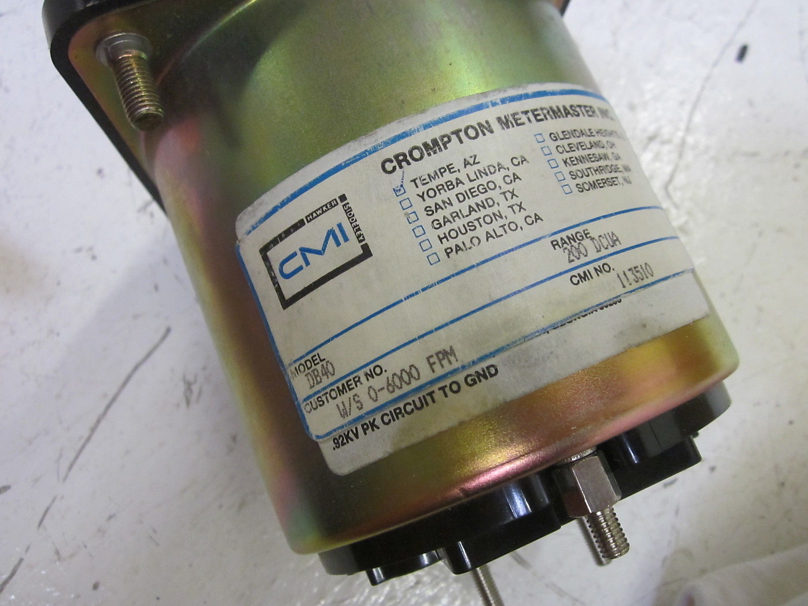 CROMPTON DB40 METER MASTER 0-600FPM UNMP