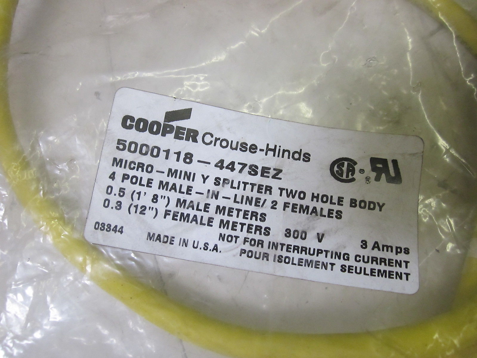 CROUSE-HINDS 5000118-447SEZ MINI-Y SPLITTER NSMP