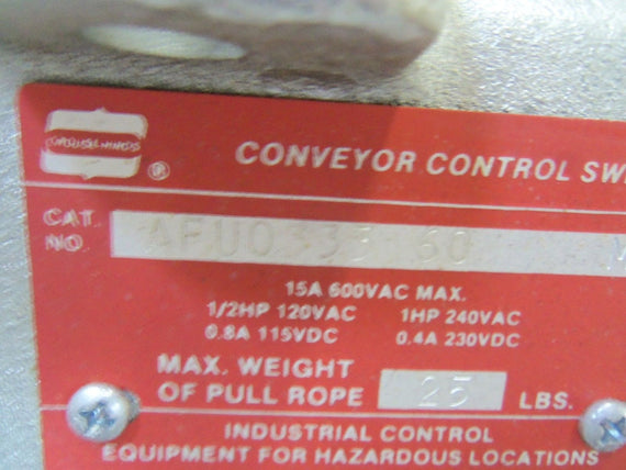 CROUSE-HINDS AFU0333 60 CONVEYOR CONTROL SWITCH UNMP