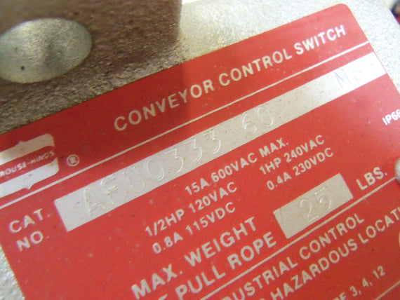 CROUSE-HINDS AFU0333 60 CONVEYOR CONTROL SWITCH UNMP