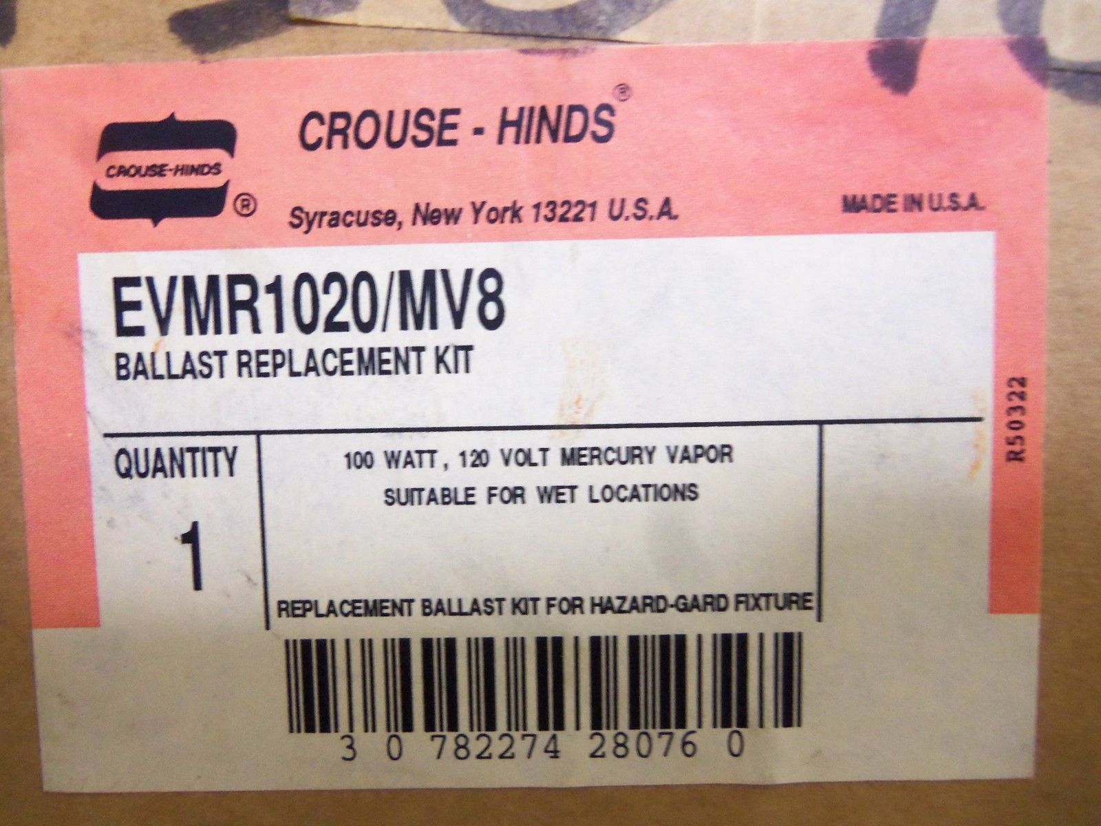 CROUSE-HINDS EVMR1020/M8 BALLAST NSMP