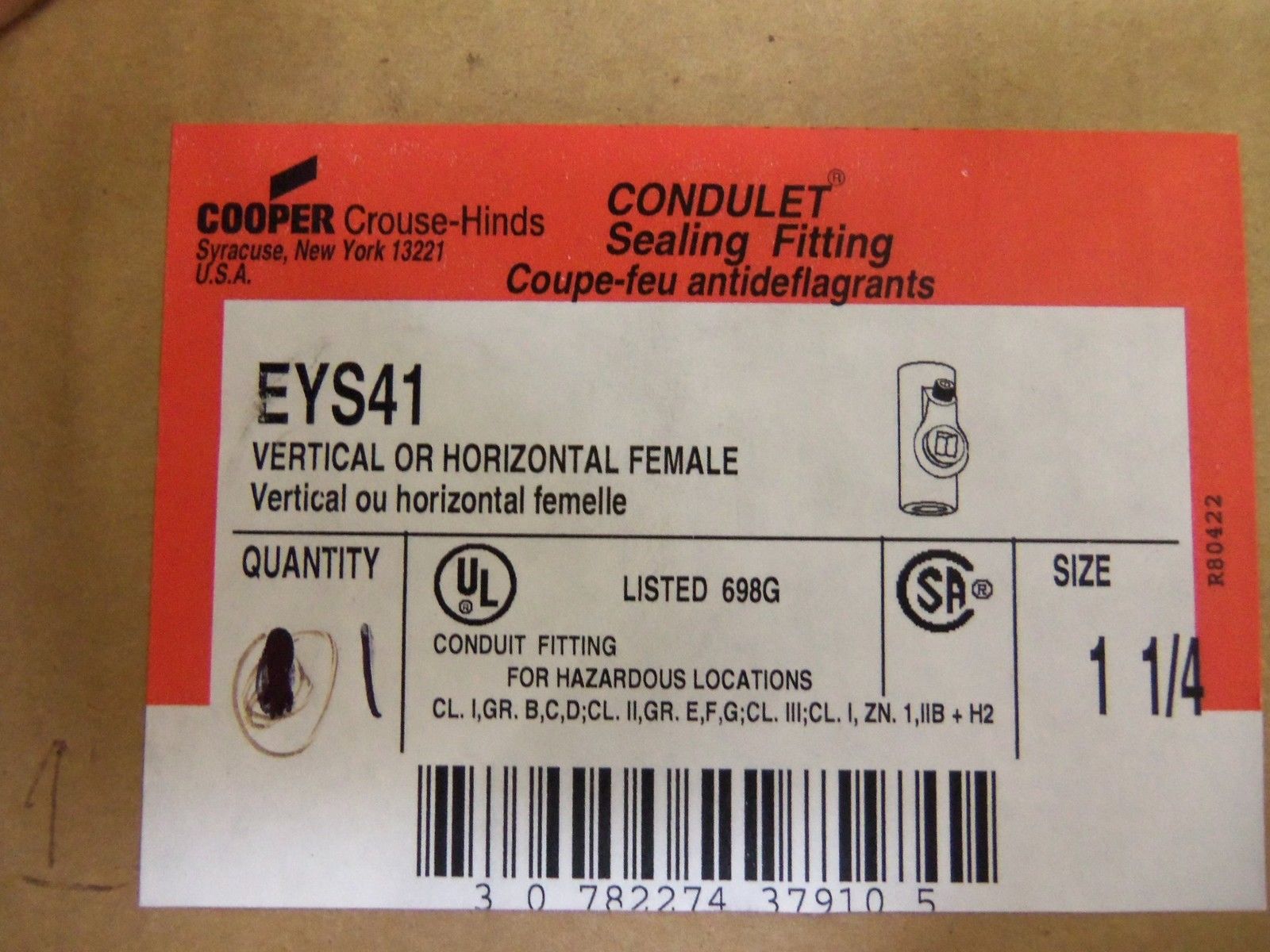 CROUSE-HINDS EYS41 CONDUIT (MISSING TOP OF BOX) NSMP