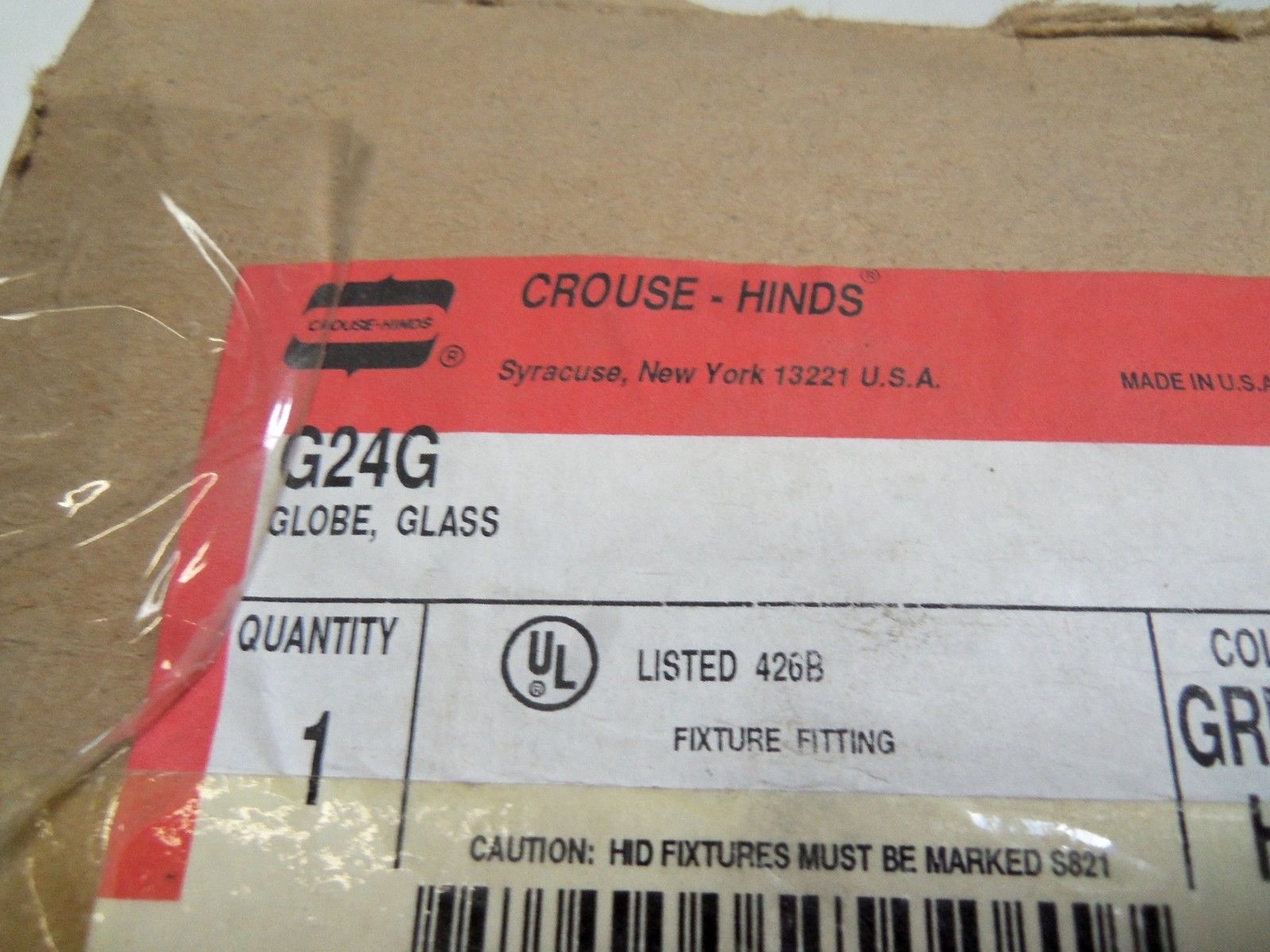 CROUSE-HINDS G24G GREEN GLASS GLOBE NSMP