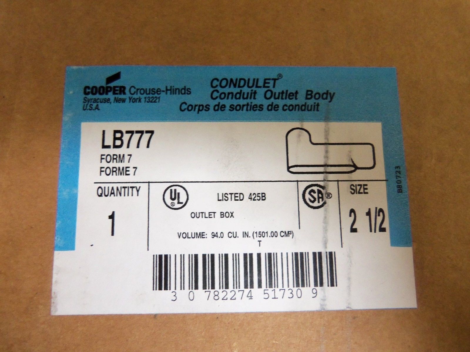 CROUSE-HINDS LB777 CONDUIT NSMP