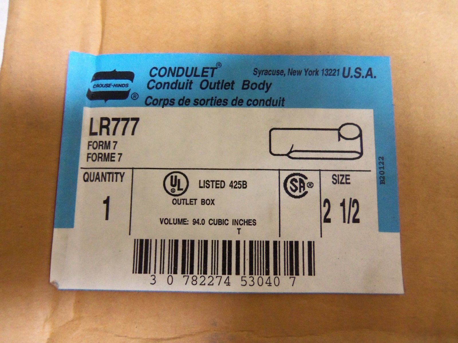 CROUSE-HINDS LR777 CONDUIT NSMP