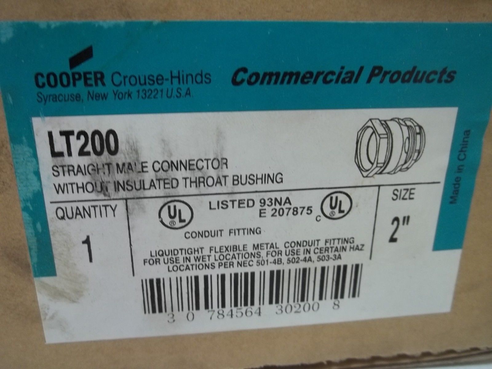 CROUSE-HINDS LT200 2" STRAIGHT MALE CONNECTOR NSMP