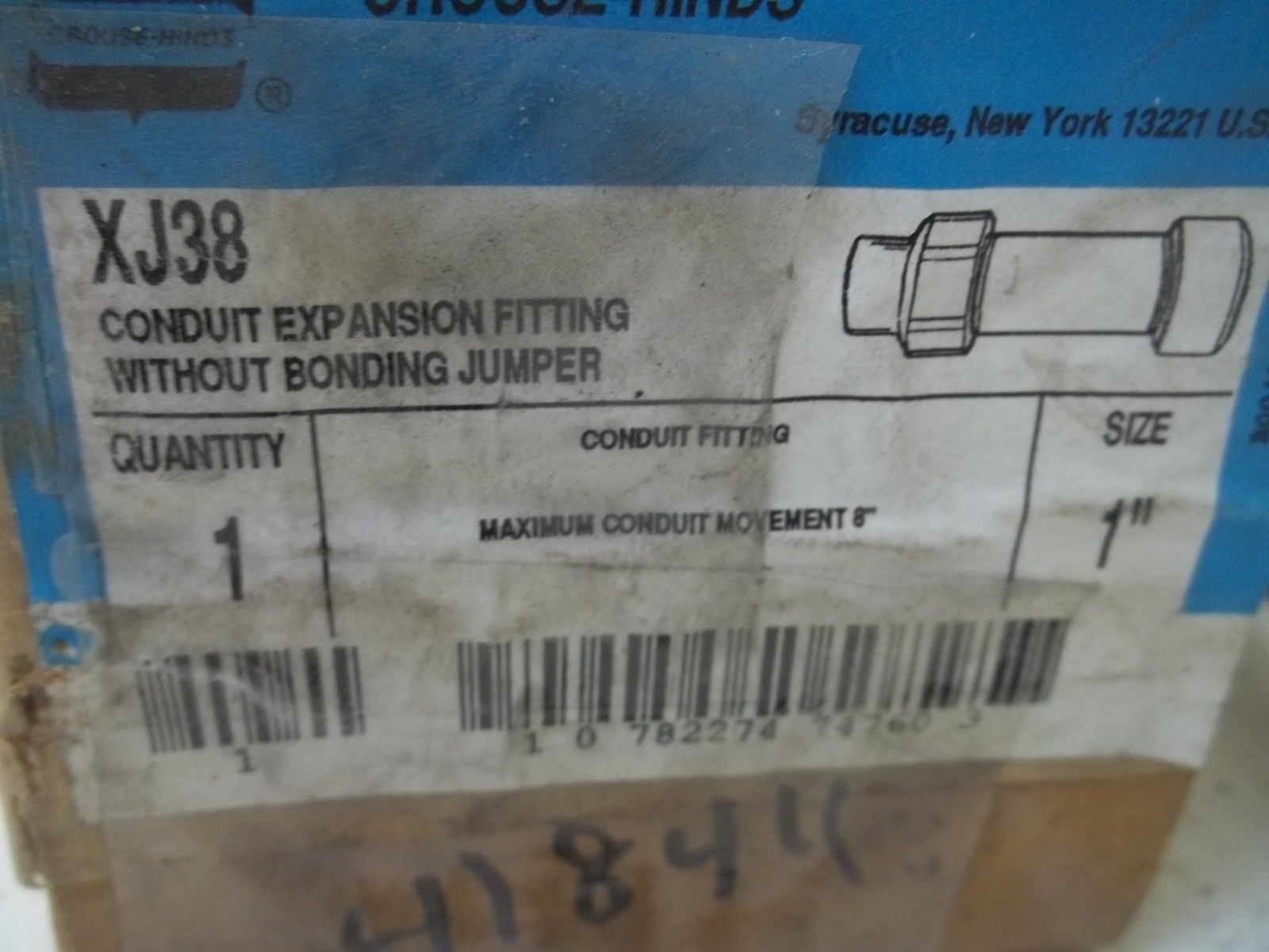 CROUSE-HINDS XJ38 CONDUIT EXPANSION FITTING WITHOUT BONDING JUMPERNSMP