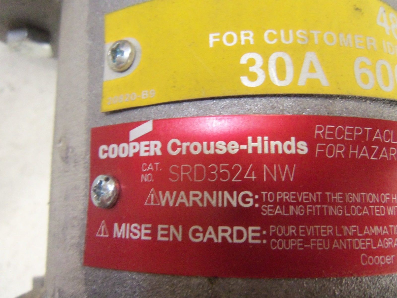 CROUSE-HINDS SRD3524 NW RECEPTACLE NSMP