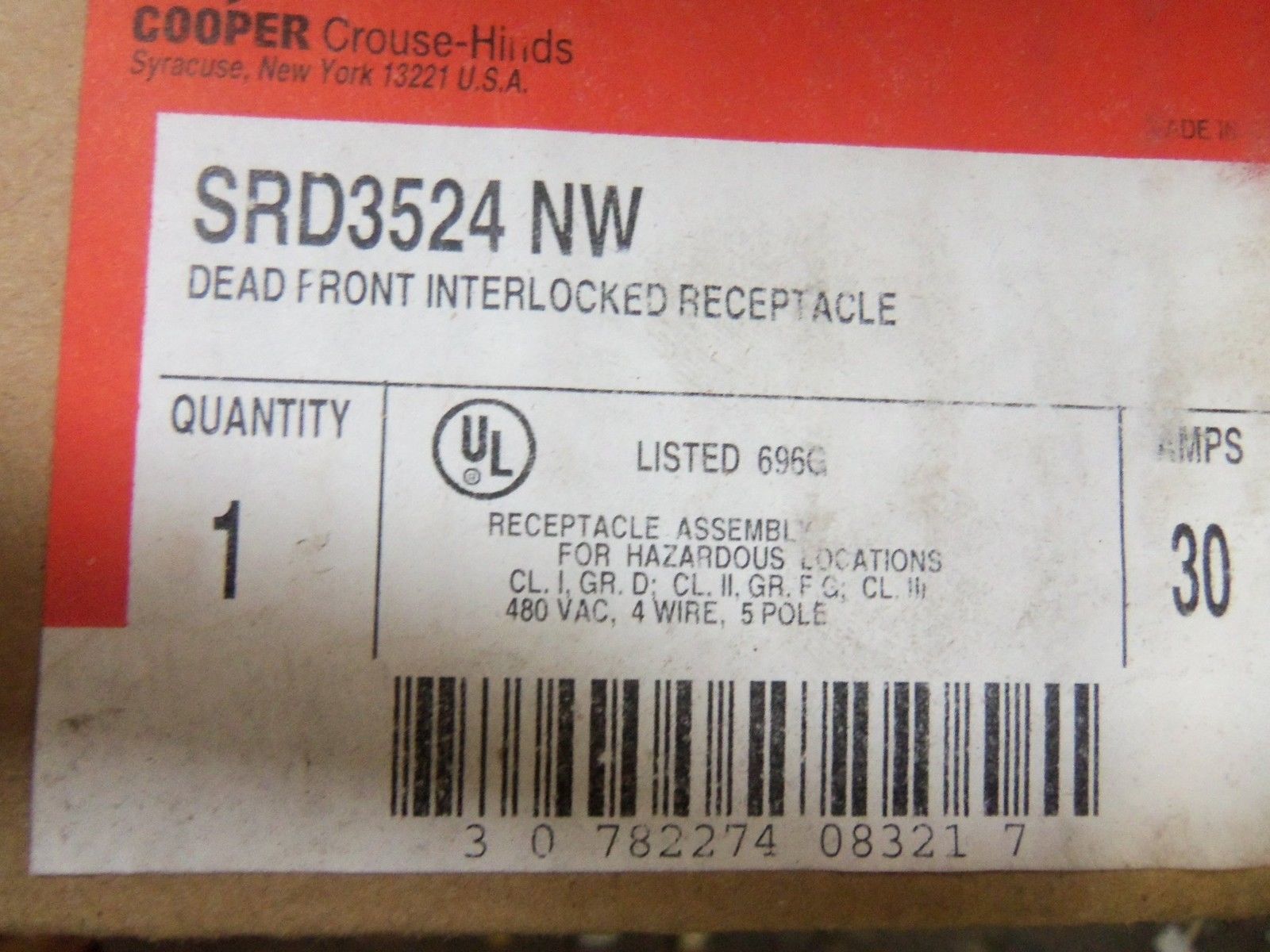 CROUSE-HINDS SRD3524 NW RECEPTACLE NSMP