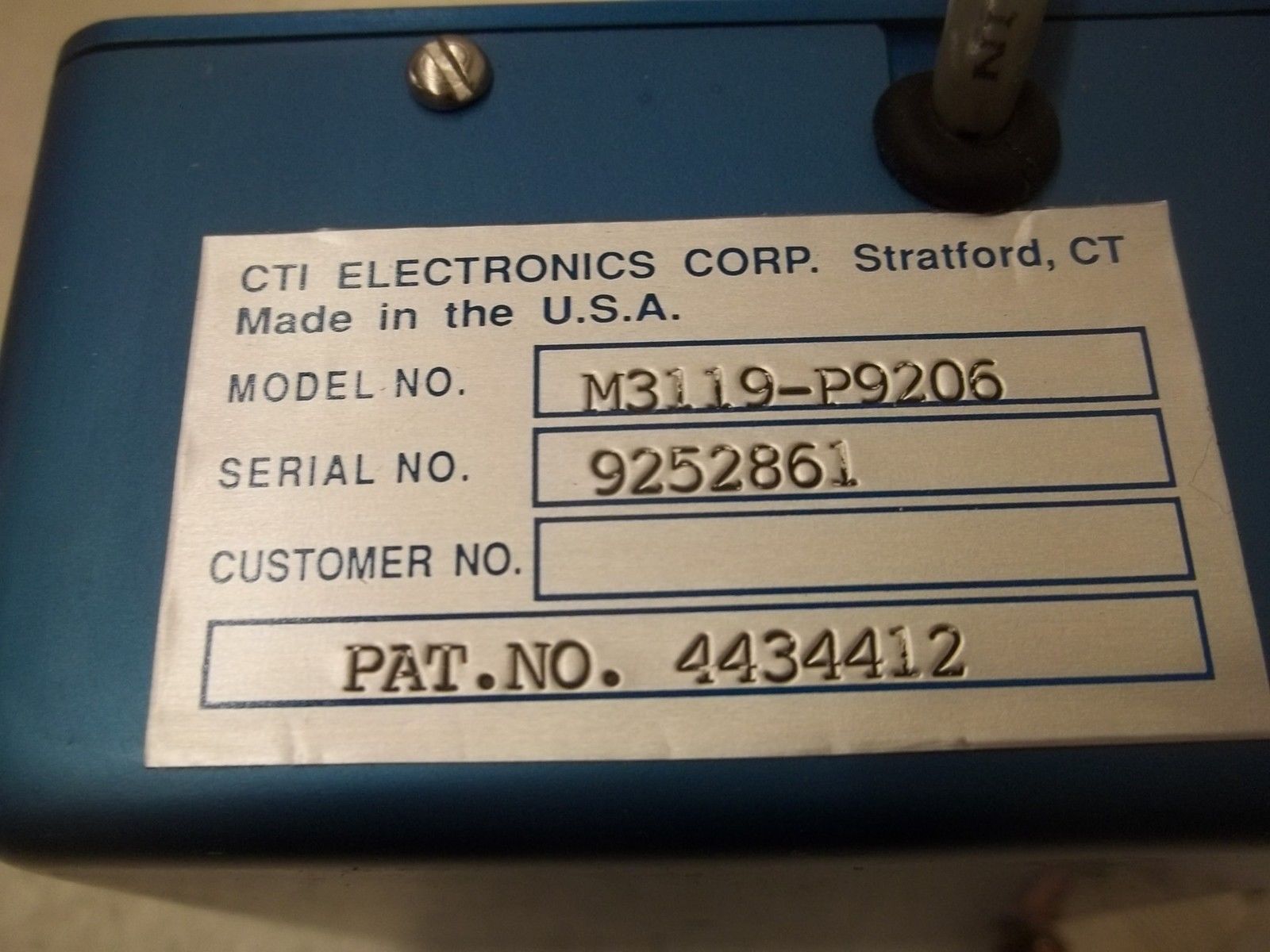 CTI ELECTRONICS CORP. M3119-P9206 JOYSTICK NSNP
