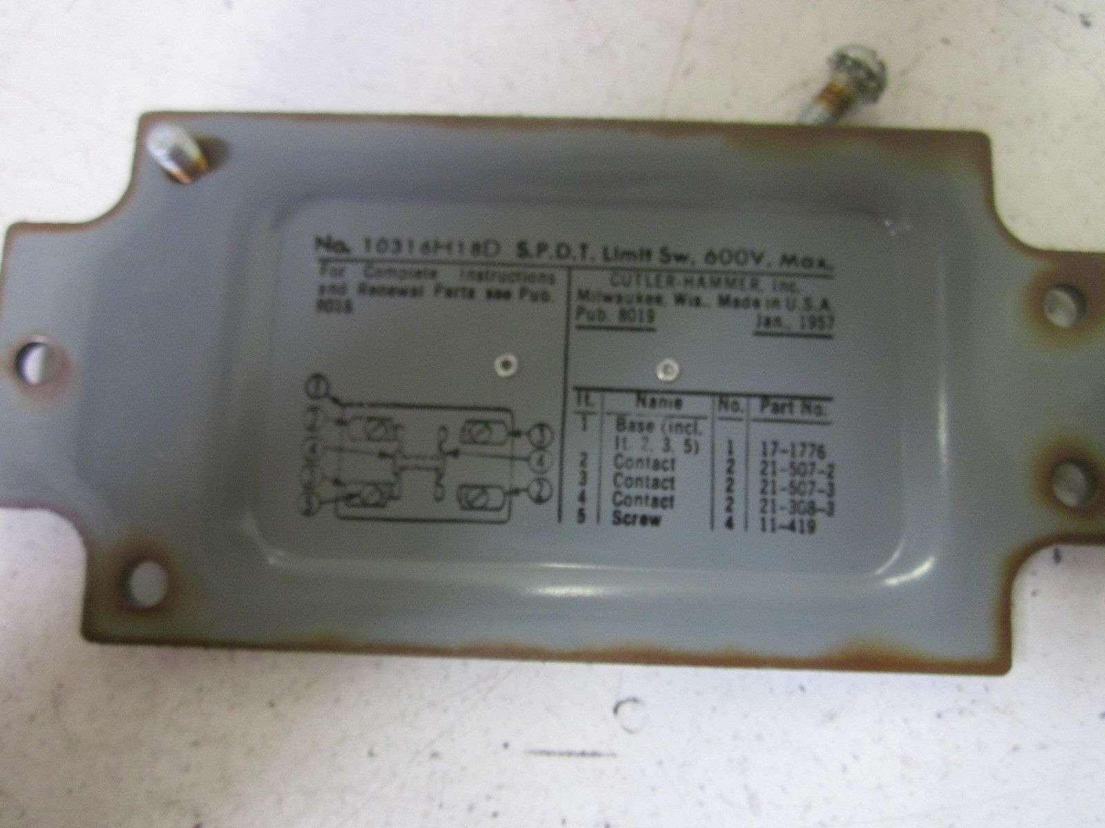 CUTLER HAMMER 10316H18D UNMP