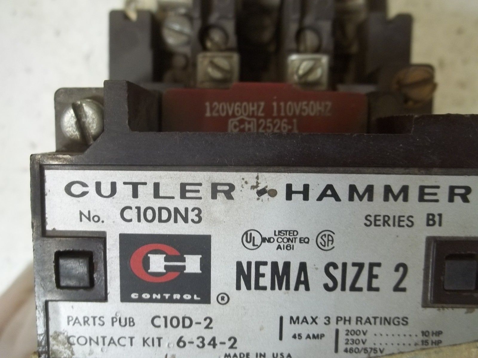 CUTLER HAMMER C10DN3 SER.B1 CONTACTOR 120V UNMP