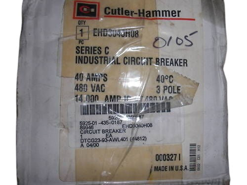 CUTLER HAMMER EHD3040H08 CIRCUIT BREAKER 40A NSMP