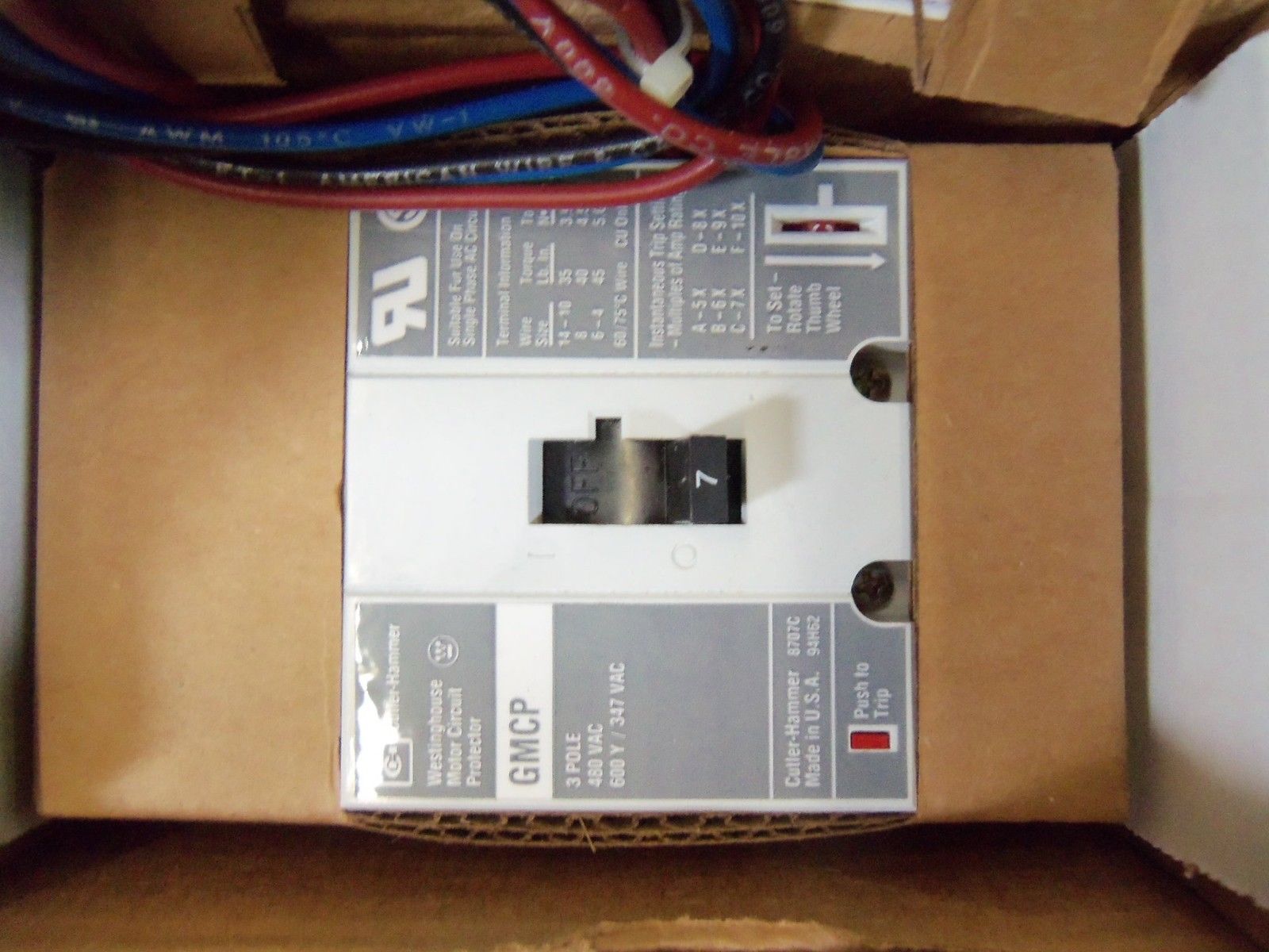 CUTLER- HAMMER CIRCUIT PROTECTOR  GMCP907COC *NEW IN BOX*