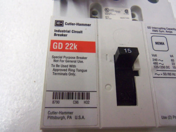 CUTLER HAMMER CIRCUIT BREAKER GD3015DA3 NSMP