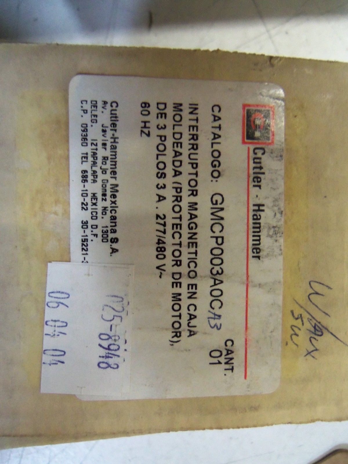 CUTLER HAMMER CIRCUIT BREAKER GMCP003A0C *NEW IN BOX*
