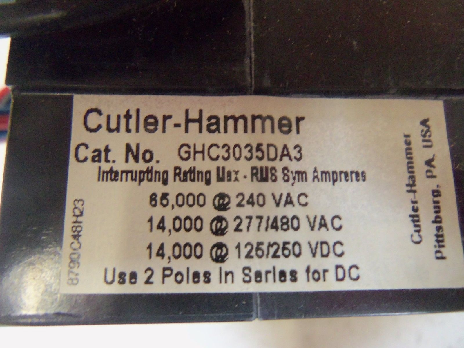 CUTLER HAMMER  CIRCUIT BREAKER GHC3035DA3 NSNP