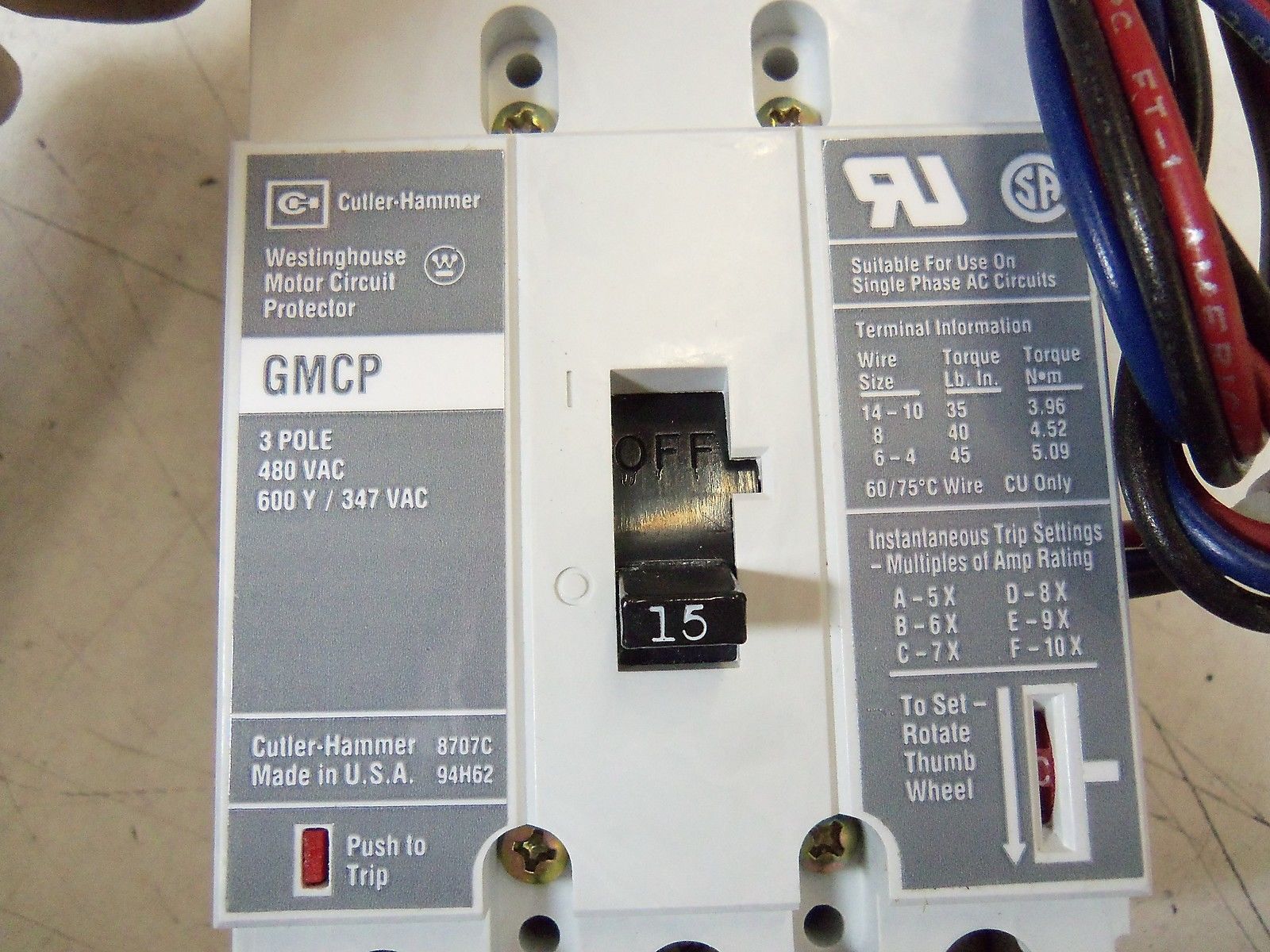 CUTLER HAMMER GMCP015E0CA3 NSMP