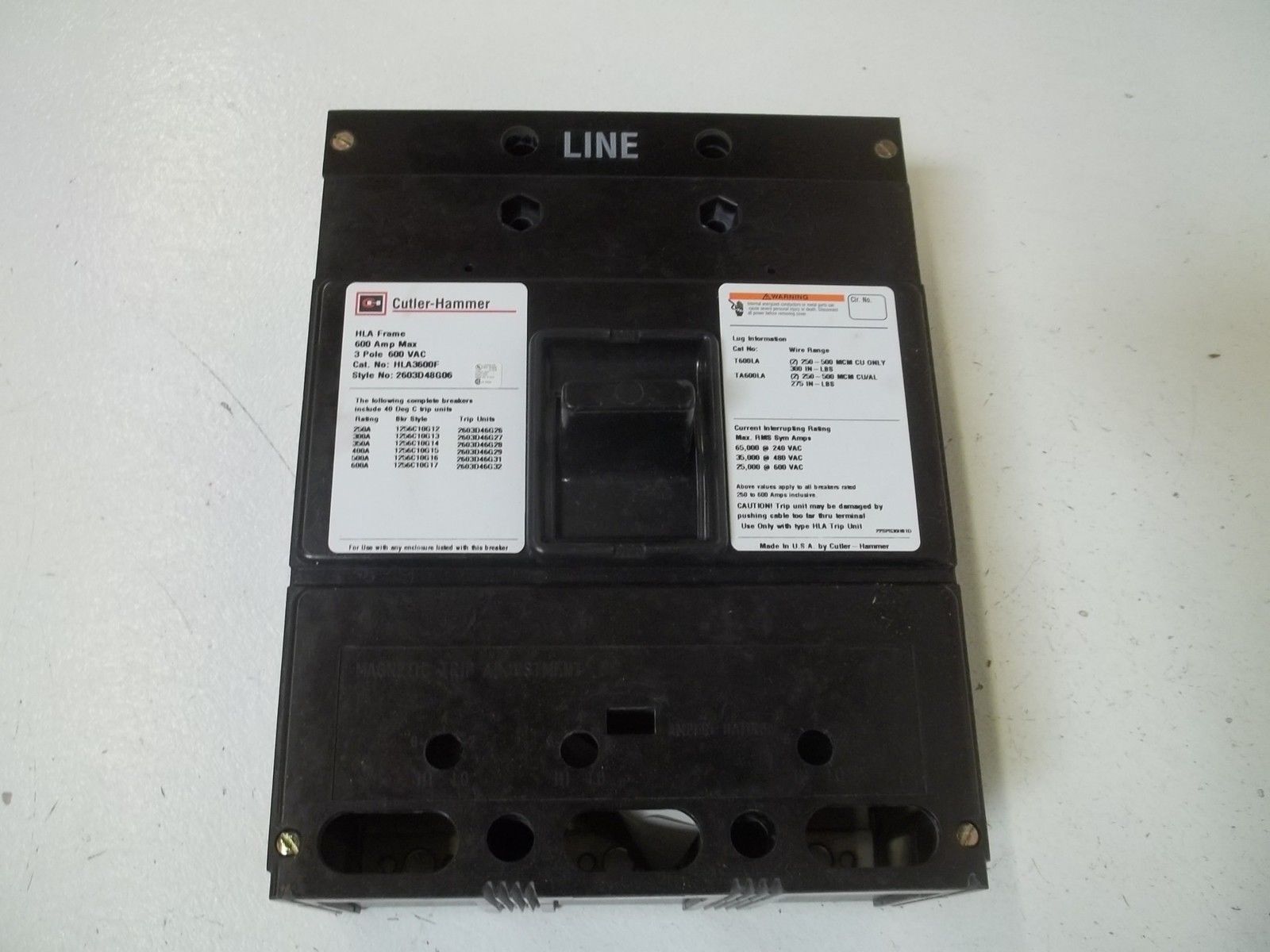 CUTLER HAMMER HLA3600F  UNMP