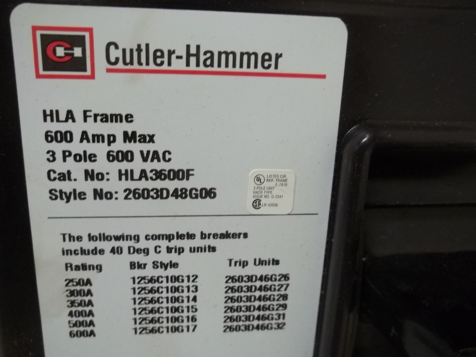 CUTLER HAMMER HLA3600F  UNMP