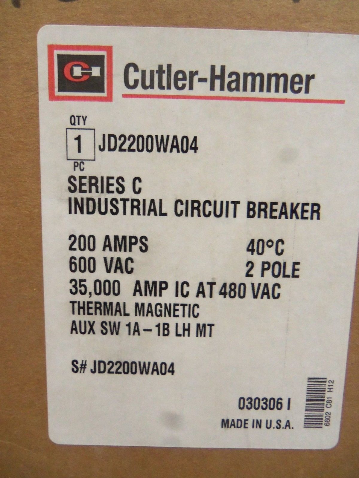 CUTLER HAMMER JD2200WA04 NSMP