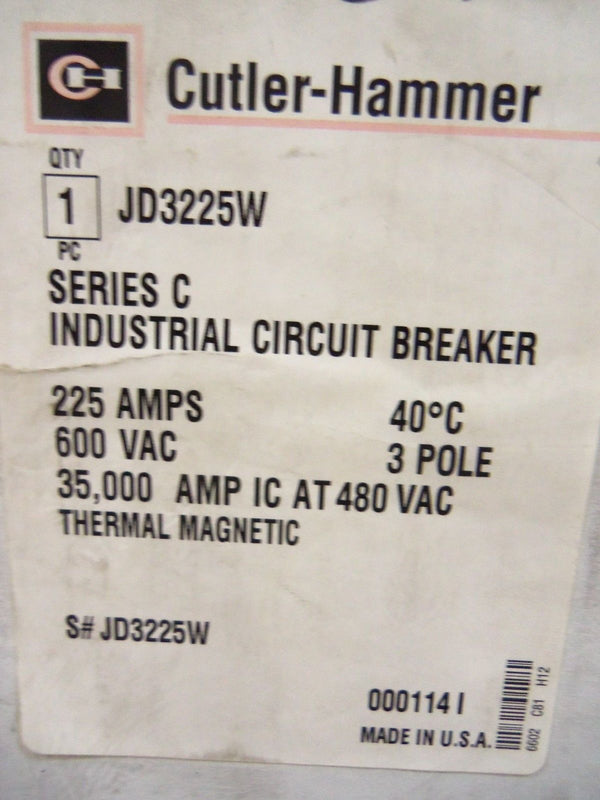 CUTLER HAMMER JD3225W CIRCUIT BREAKER 225A NSMP