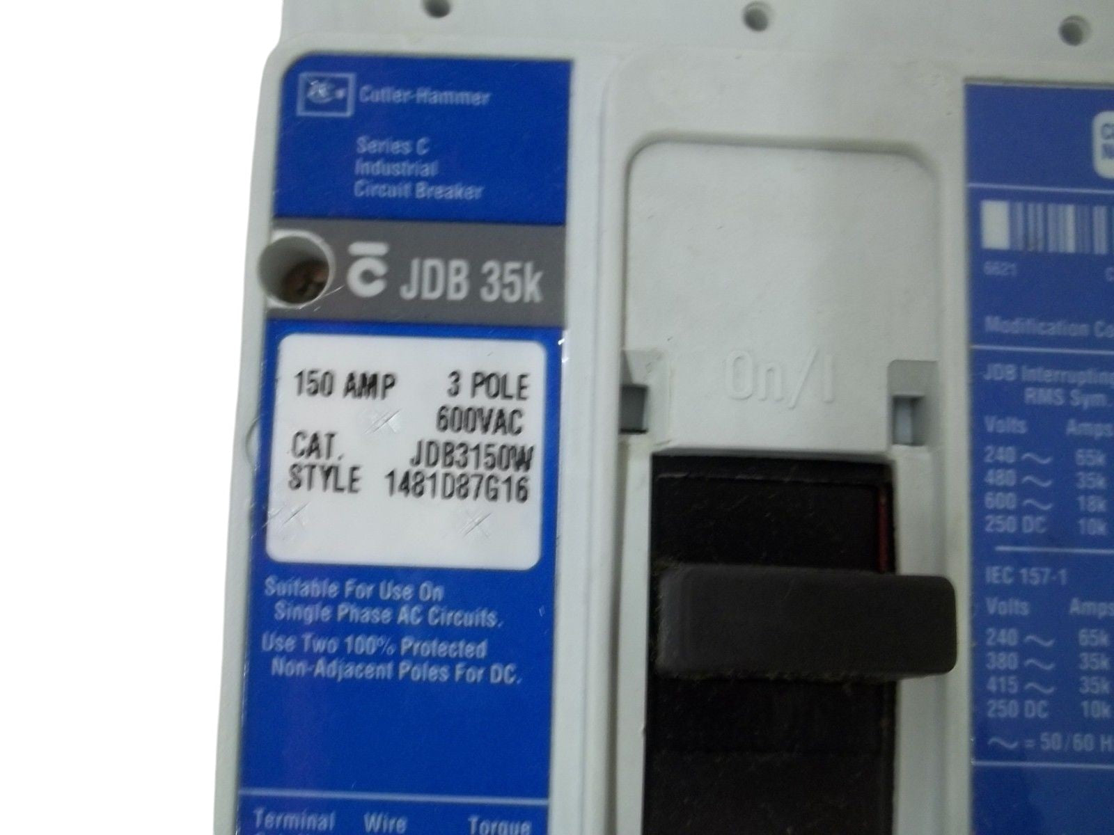 CUTLER HAMMER JDB3150W CIRCUIT BREAKER NSMP