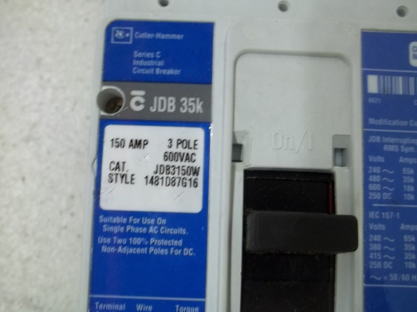 CUTLER HAMMER JDB3150W CIRCUIT BREAKER NSMP