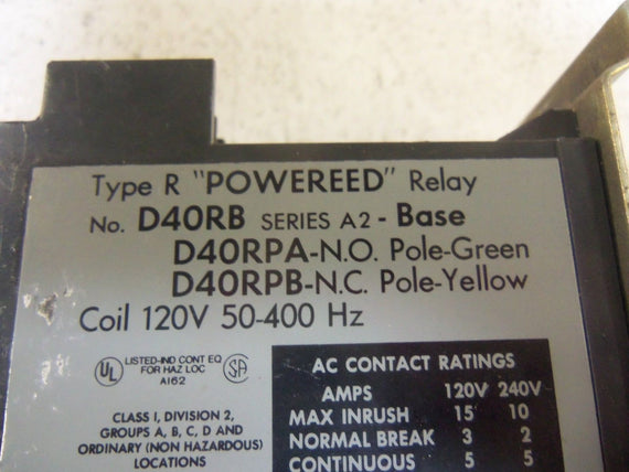 CUTLER HAMMER D40RPB RELAY UNMP